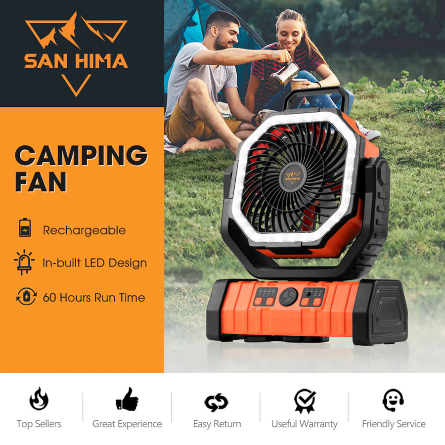San Hima 20000 mAh Portable LED Camping Fan with Powerbank