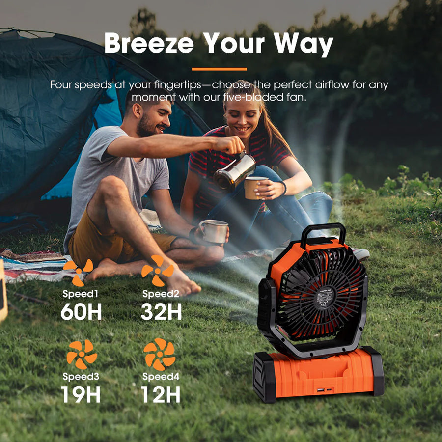 San Hima 20000 mAh Portable LED Camping Fan with Powerbank