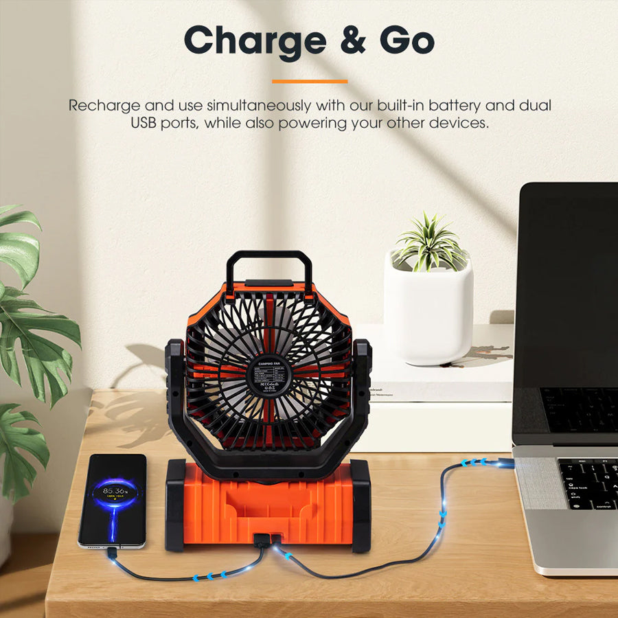 San Hima 20000 mAh Portable LED Camping Fan with Powerbank