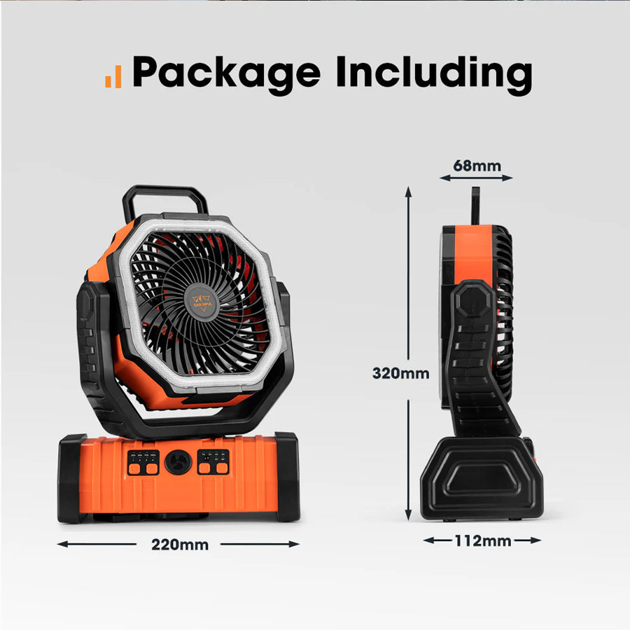 San Hima 20000 mAh Portable LED Camping Fan with Powerbank