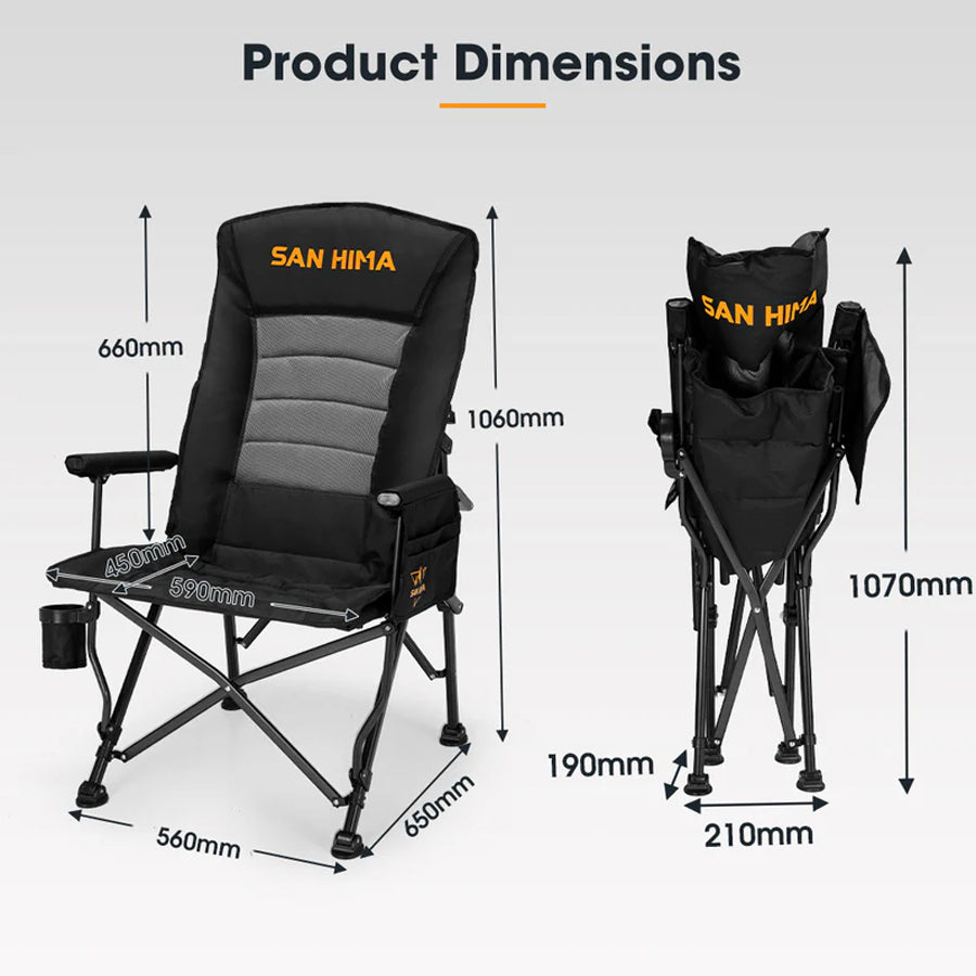 SAN HIMA FOLDING CAMPING CHAIR THICK PADDING RECLINER