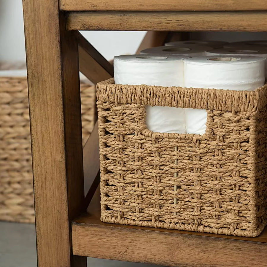 WOVEN WICKER STORAGE BASKET