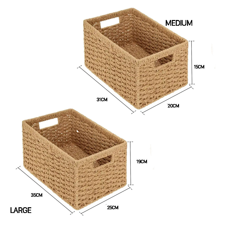 WOVEN WICKER STORAGE BASKET