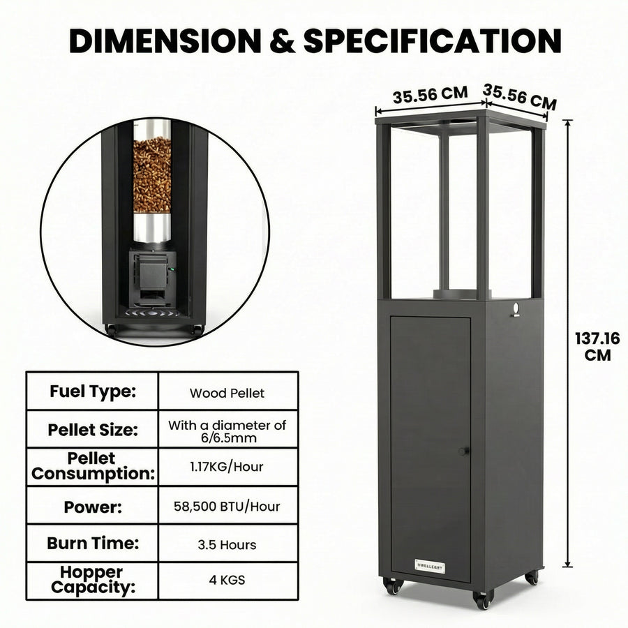 Ember Wood Fire Pellet Heater with Fan