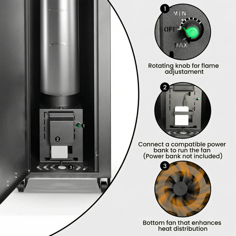 Ember Wood Fire Pellet Heater with Fan