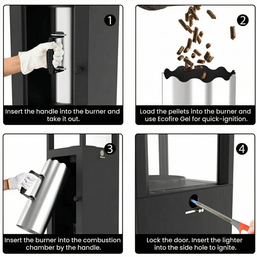 Ember Wood Fire Pellet Heater with Fan