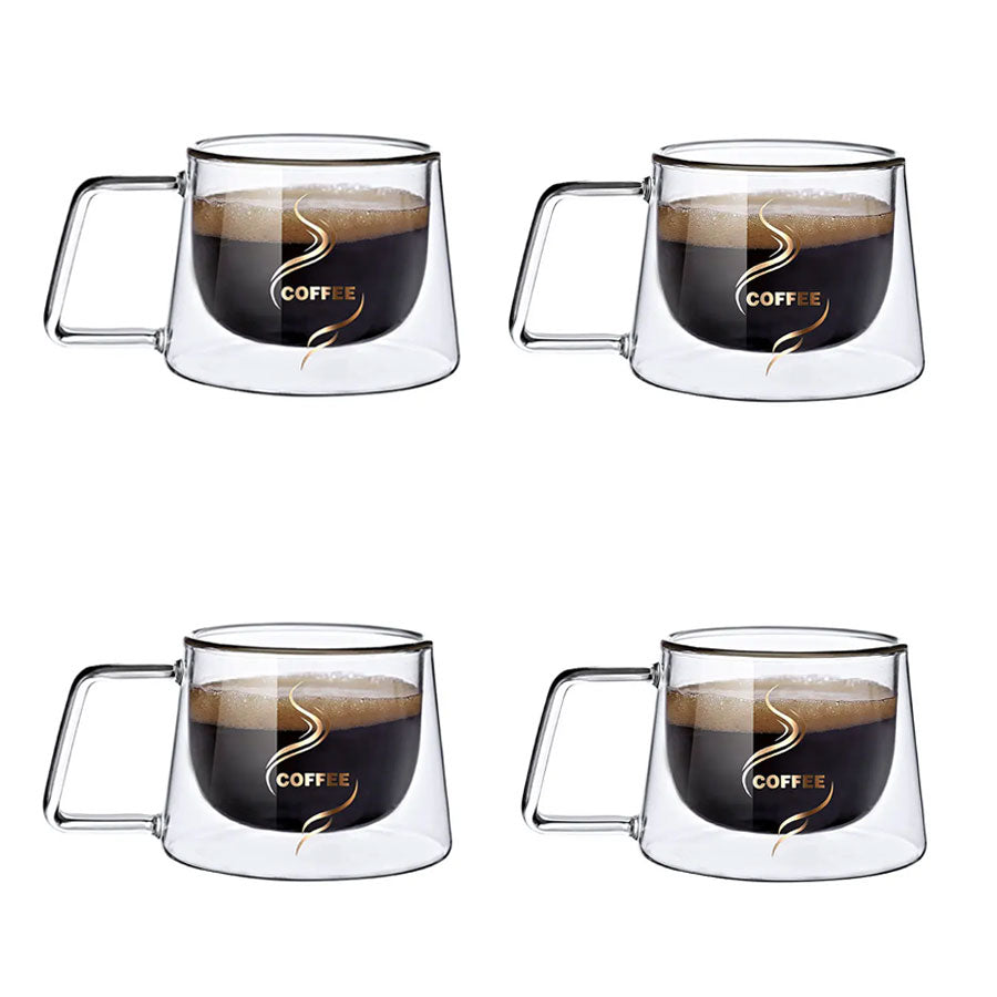 DOUBLE WALL COFFEE GLASS - 200ML - SET OF 4