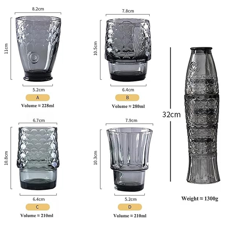 FISH STACKABLE DRINKING GLASSES