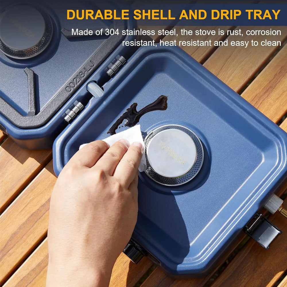Foldable 2 Burner Camping Outdoor Gas Stove (Blue)