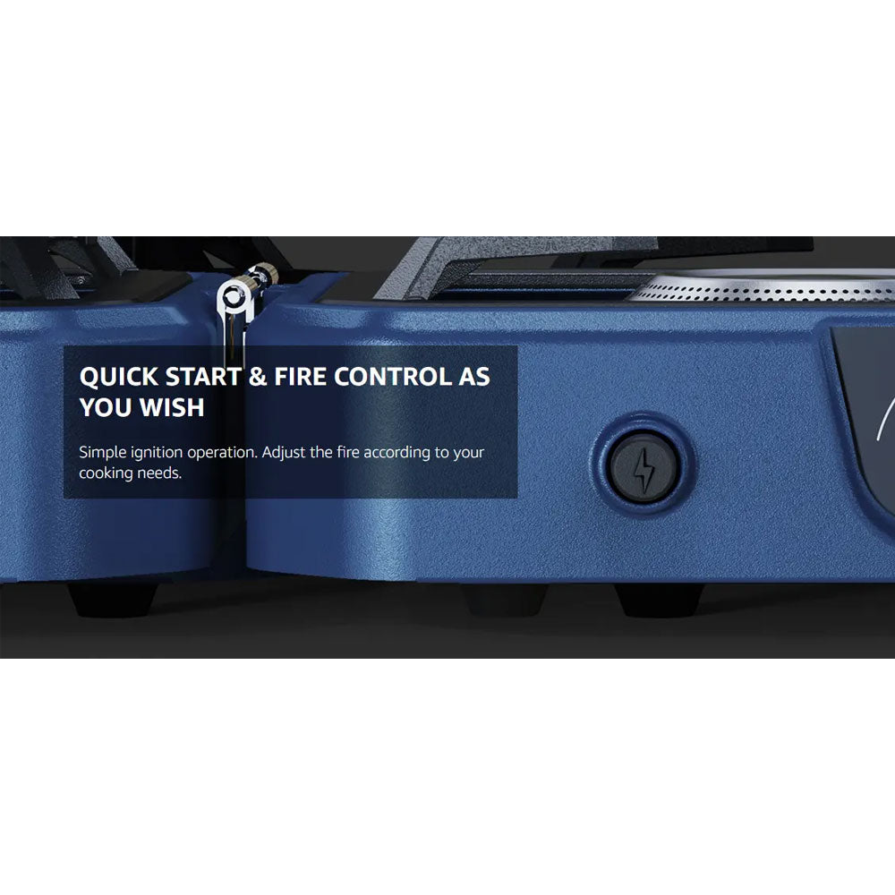 Foldable 2 Burner Camping Outdoor Gas Stove (Blue)