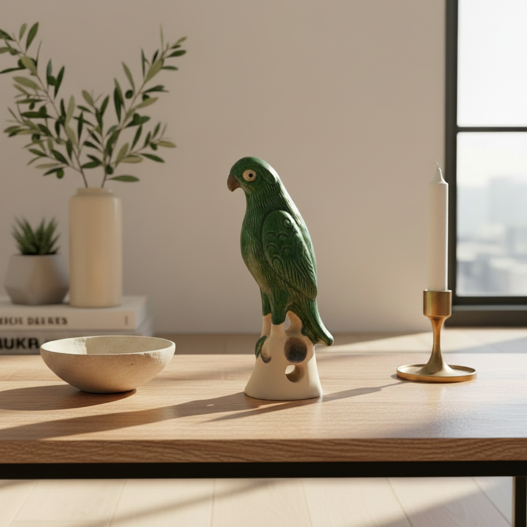 Emerald Green Parrot Sculpture - Small