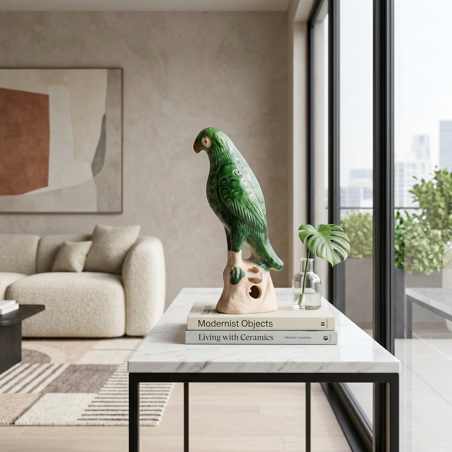 Emerald Green Parrot Sculpture - Medium
