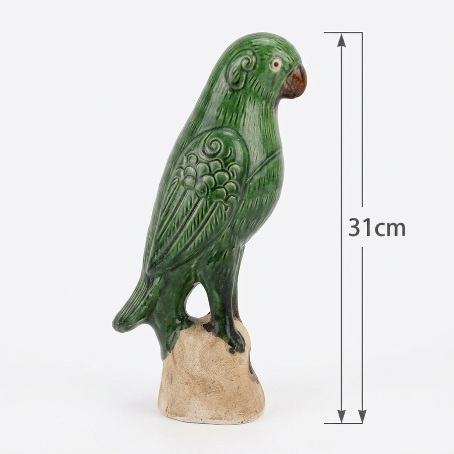 Emerald Green Parrot Sculpture - Medium