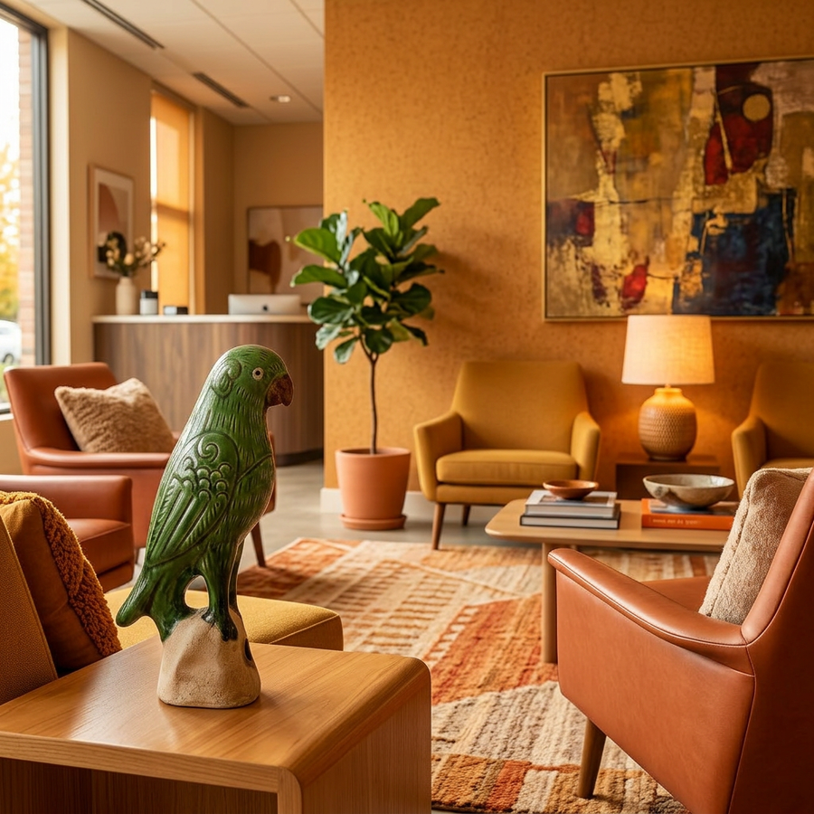 Emerald Green Parrot Sculpture - Medium