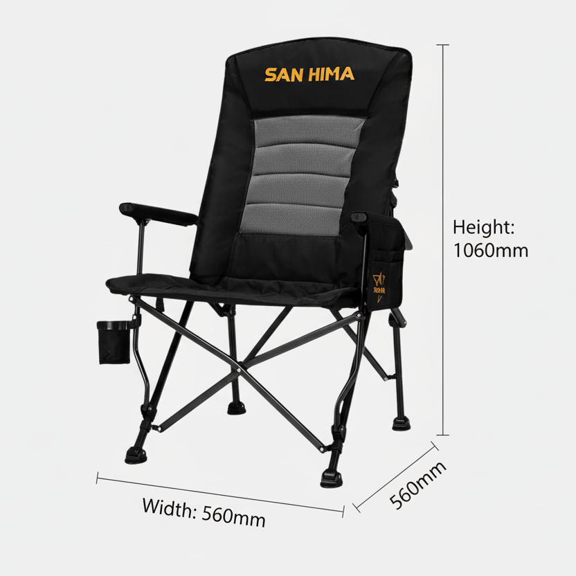 SAN HIMA FOLDING CAMPING CHAIR THICK PADDING RECLINER