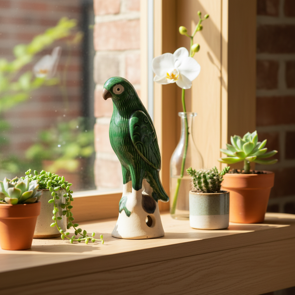 Emerald Green Parrot Sculpture - Small