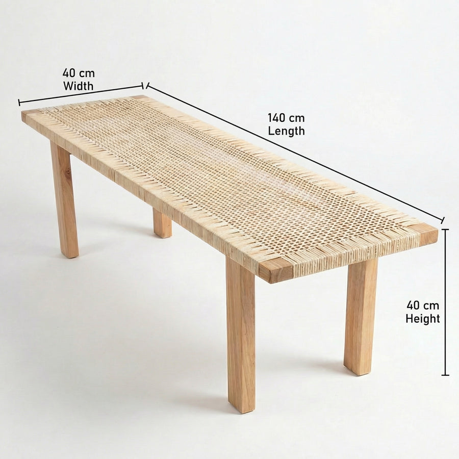 Rattan Beach Wood Bench