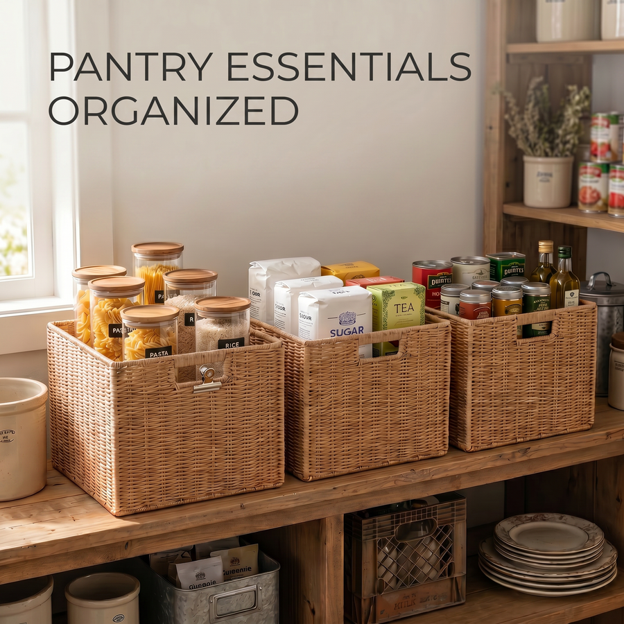 Square Woven Wicker Storage Basket