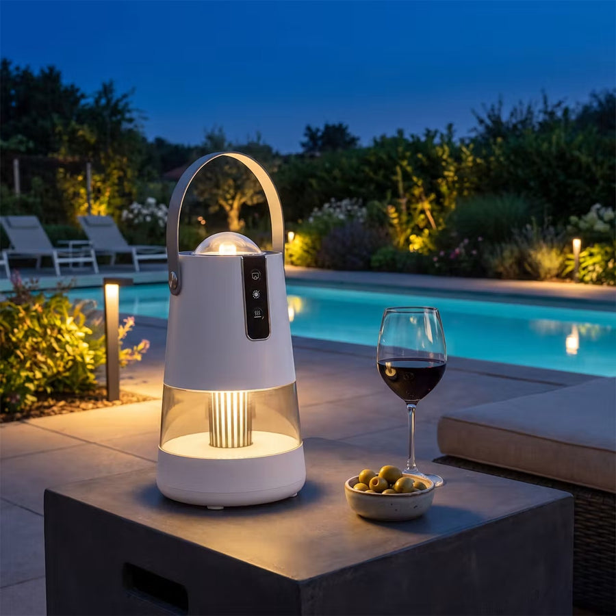 Aura Mosquito Shield light in white by the pool