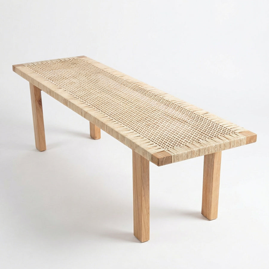 Rattan Beach Wood Bench