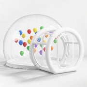 4m inflatable bubble house with entrance tunnel on a light grey background