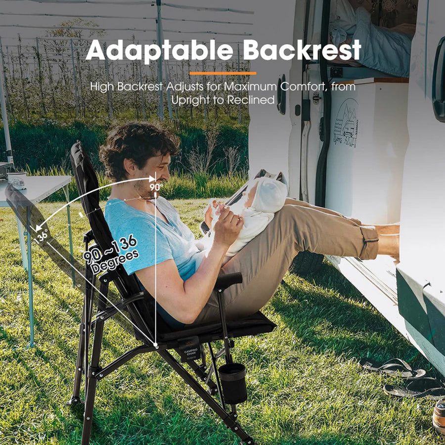 SAN HIMA FOLDING CAMPING CHAIR THICK PADDING RECLINER