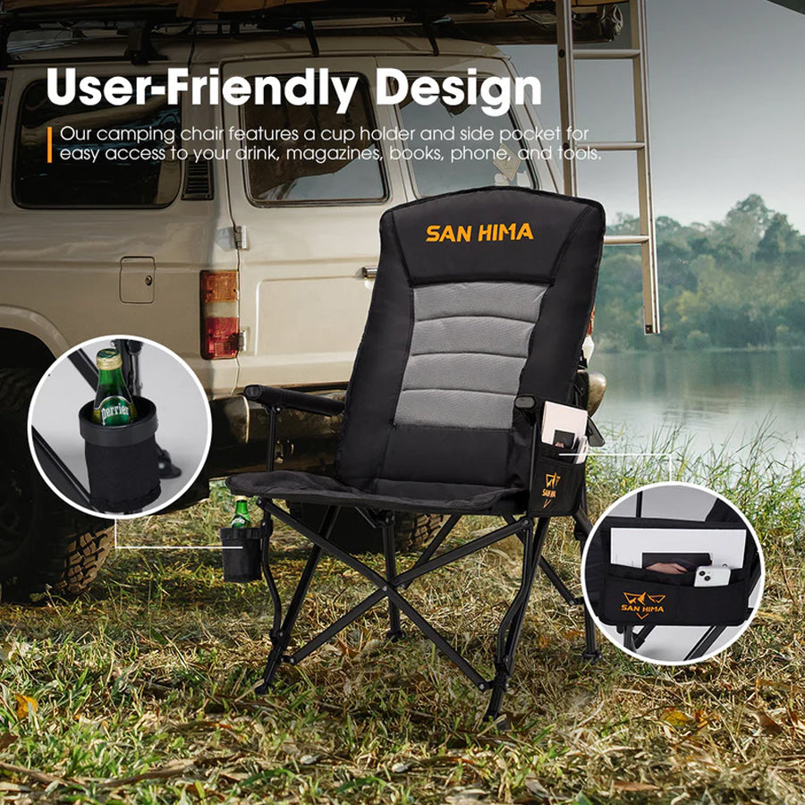 SAN HIMA FOLDING CAMPING CHAIR THICK PADDING RECLINER