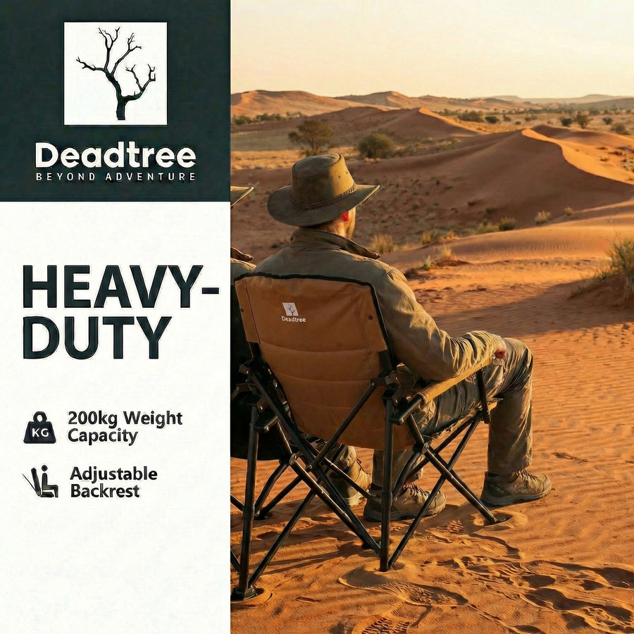 Deadtree Deluxe Reclining Folding Camping Chair with Padding (Brown) - 2 Pack
