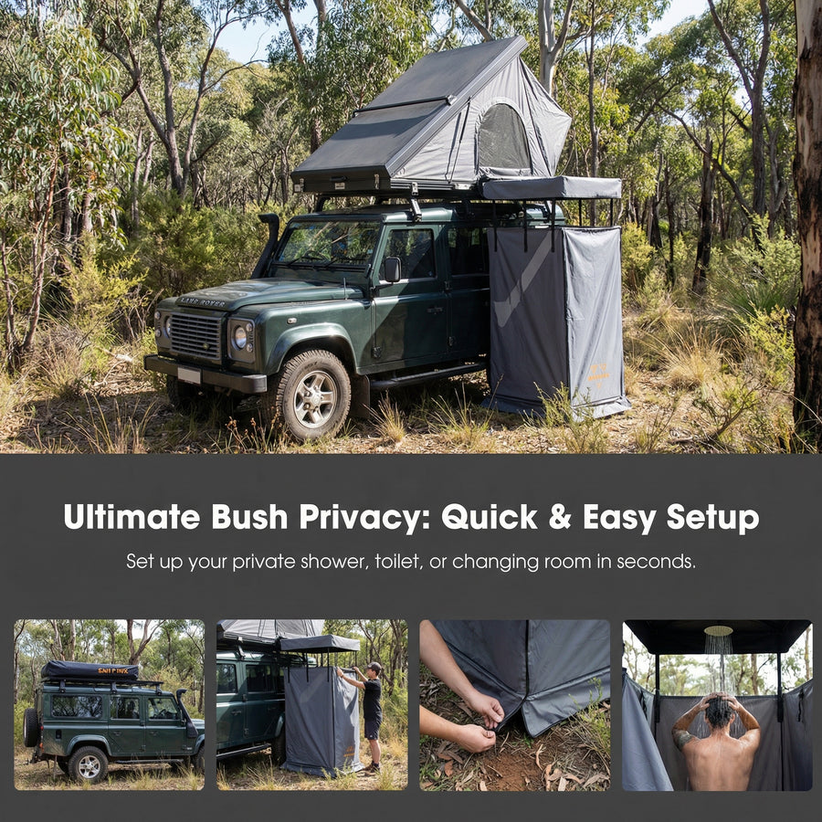 San Hima Awning Shower Tent Fold-Out Instant Ensuite Built-in LED