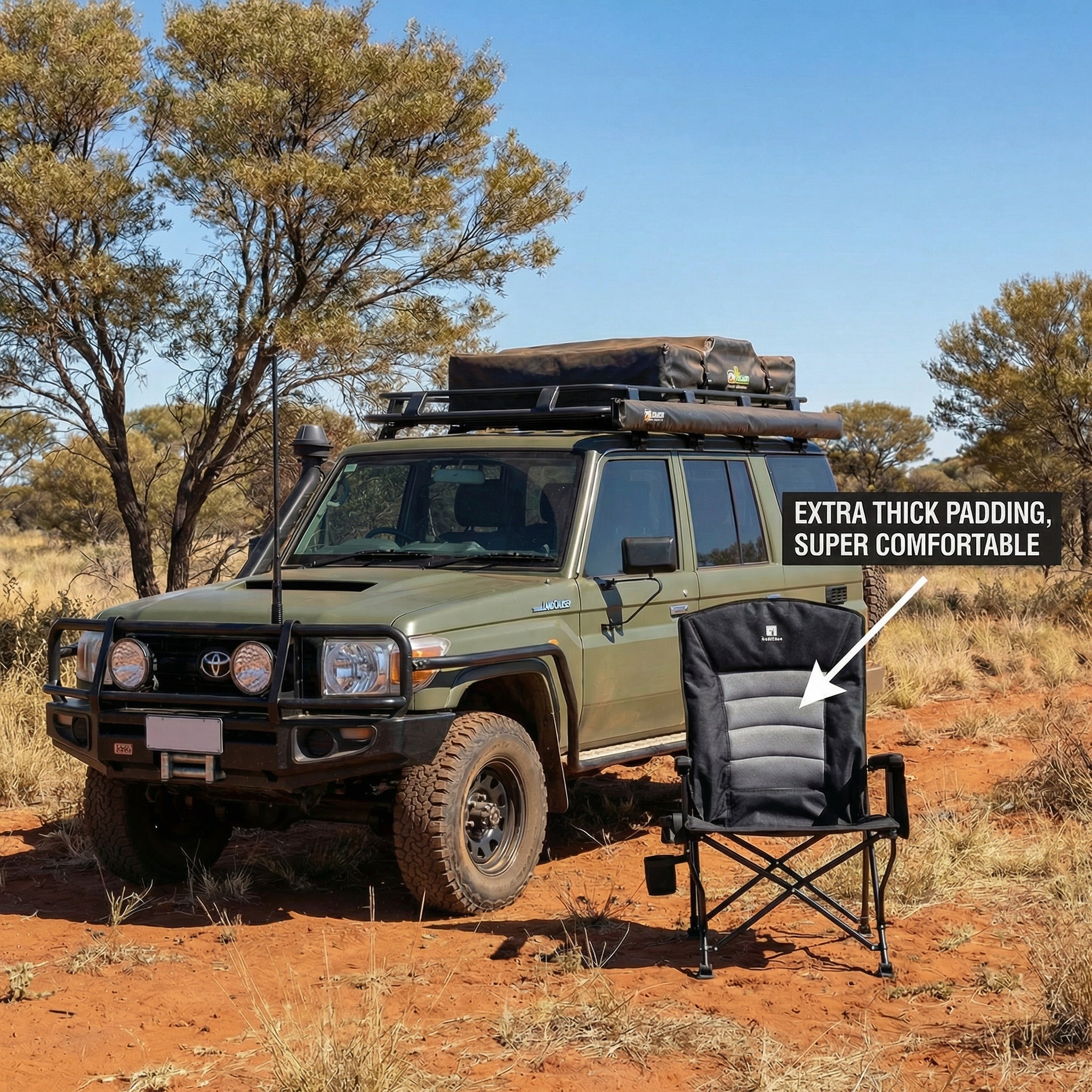 Deadtree Deluxe Reclining Folding Camping Chair with Padding (Black)