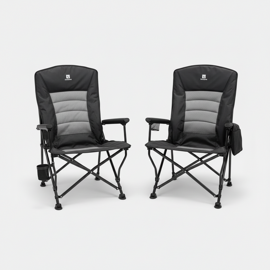Deadtree Deluxe Reclining Folding Camping Chair with Padding (Black)