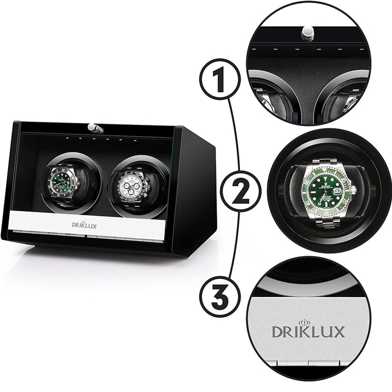 DRIKLUX LUXURY ROTATING WATCH WINDER DISPLAY CASE (2 WATCHES)