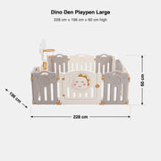 Dino Den Playpen dimensions - 228 cm x 196 cm x 60 cm high