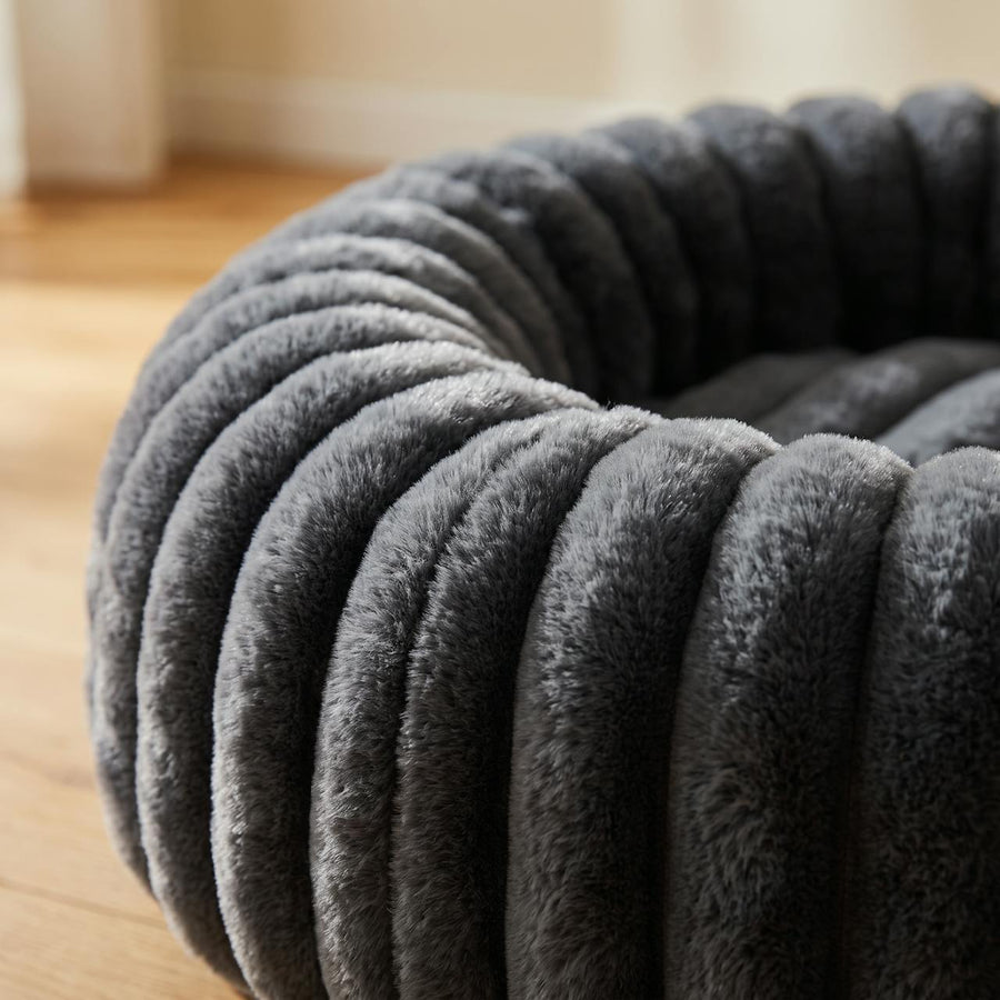 WuFF Donut Pet Bed close-up of the deep fluted ribbing on the raised wall
