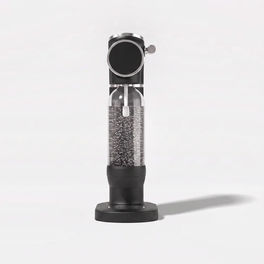 Premium sparkling soda maker, studio product shot on grey with cast shadow