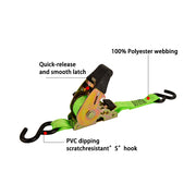 Deadtree Retractable Rachet Tie Down Set (3m)