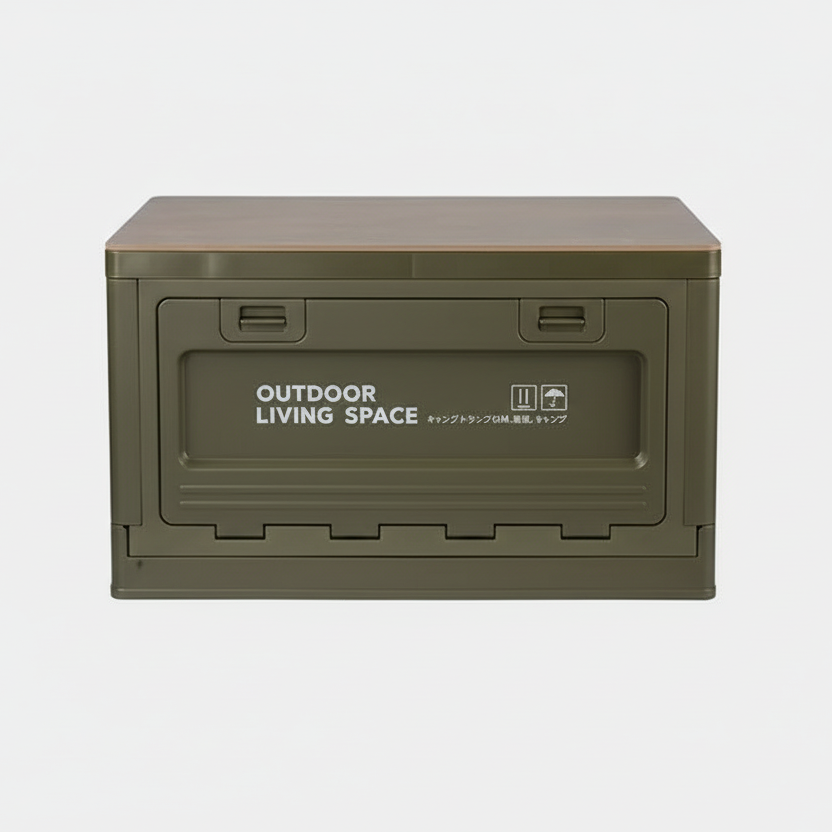 Multifunctional Foldable Storage Box with Wooden Lid
