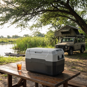 Deadtree ARX30 car fridge at an Okavango riverside camp