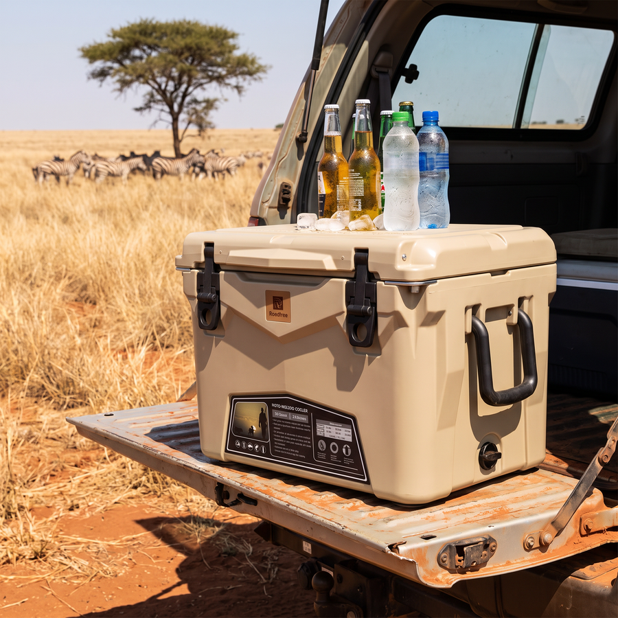 Deadtree SEG19 Coolerbox on a 4x4 tailgate on safari