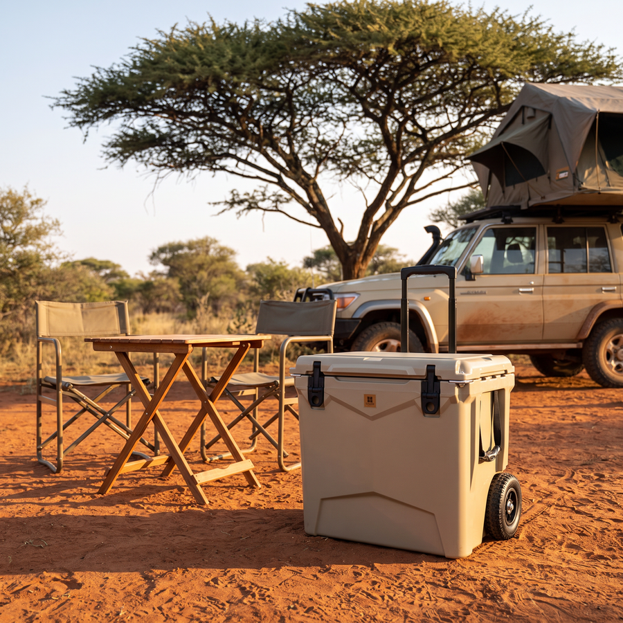 Deadtree 45L Wheeler Coolbox at a bushveld overland campsite