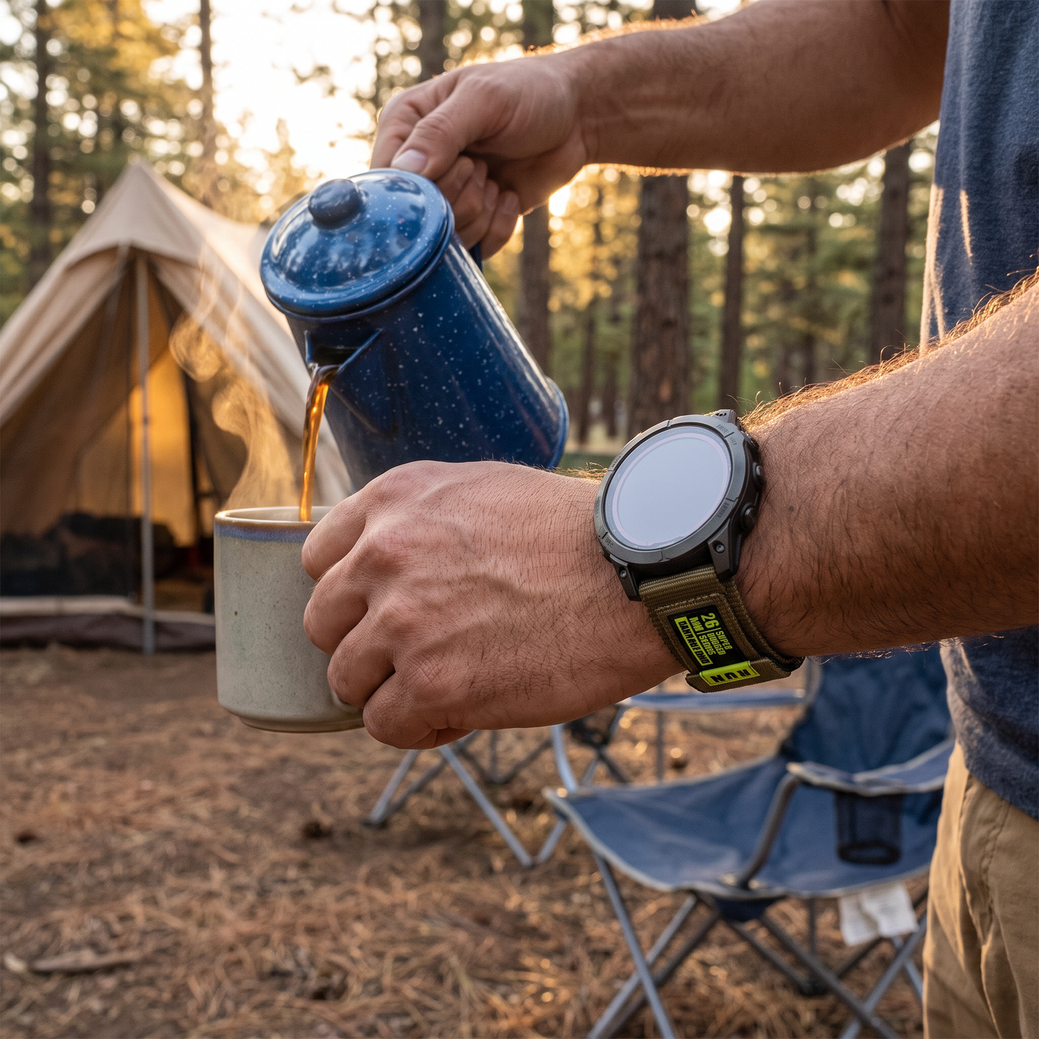 Deadtree Dash strap at a campsite
