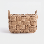 Mila Woven Wicker Basket on light grey studio background