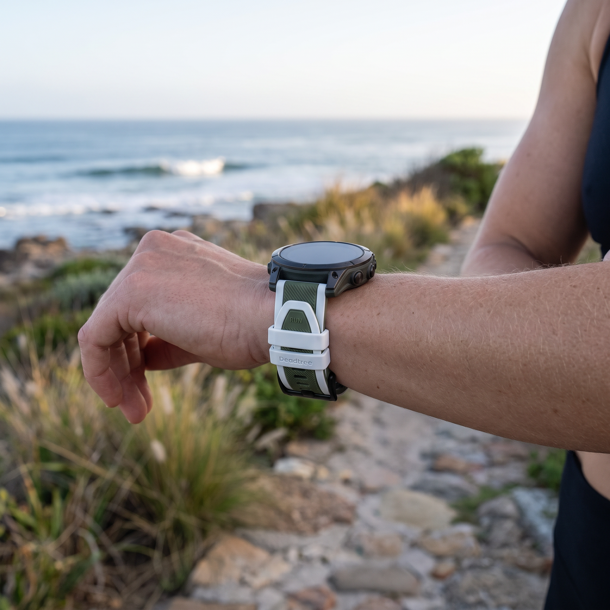 Deadtree Dual Track strap on a coastal run