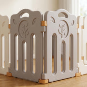 Dino Den Playpen close-up - amber connector clip locking two panels together at a corner