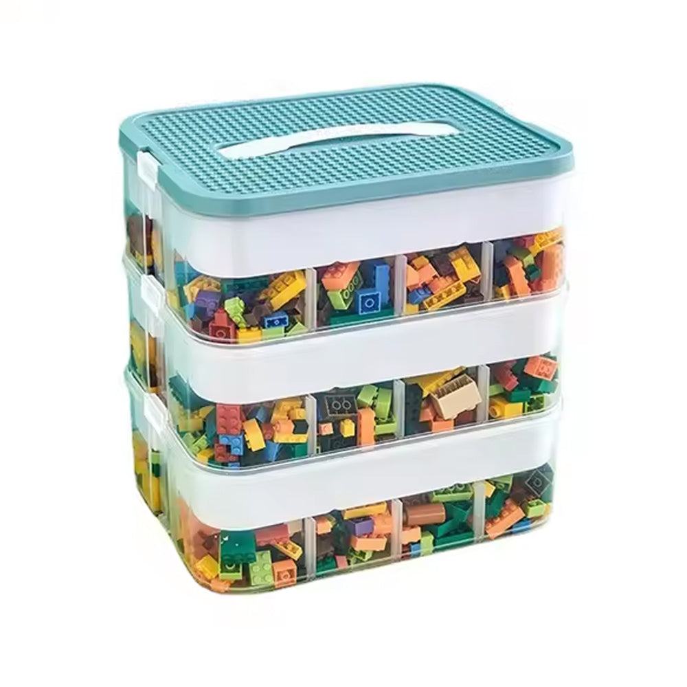 3 LAYER ADJUSTABLE BUILDING BLOCKS STORAGE BOX