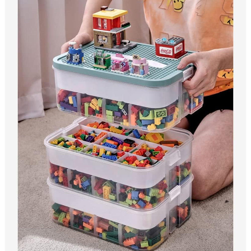 3 LAYER ADJUSTABLE BUILDING BLOCKS STORAGE BOX