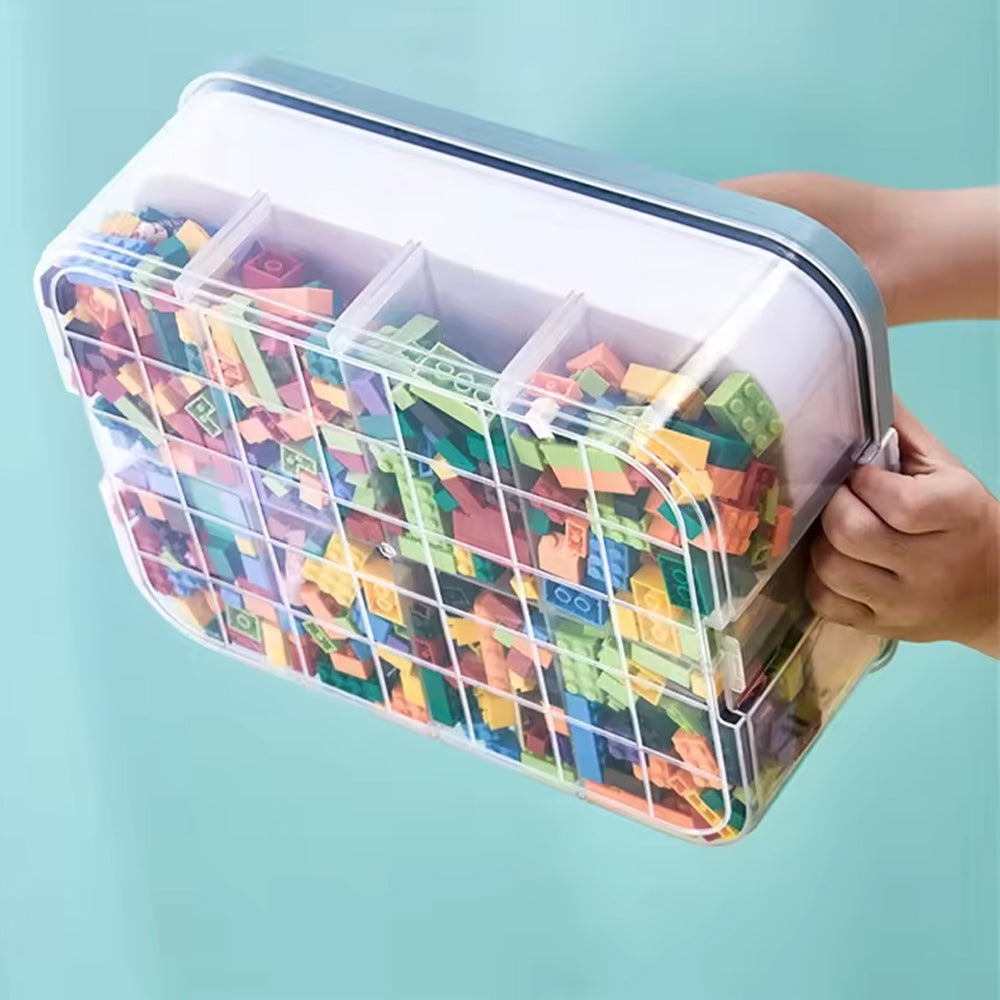 3 LAYER ADJUSTABLE BUILDING BLOCKS STORAGE BOX