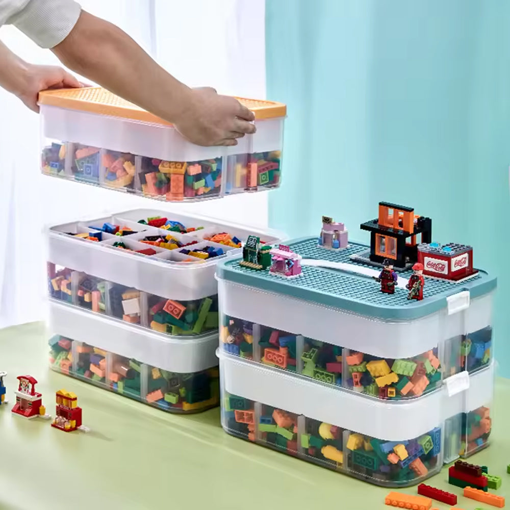 3 LAYER ADJUSTABLE BUILDING BLOCKS STORAGE BOX