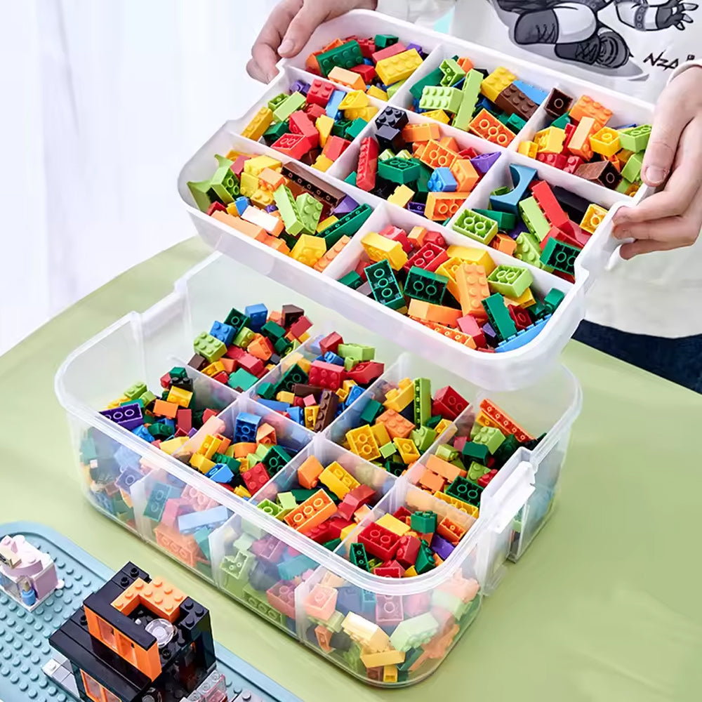 3 LAYER ADJUSTABLE BUILDING BLOCKS STORAGE BOX