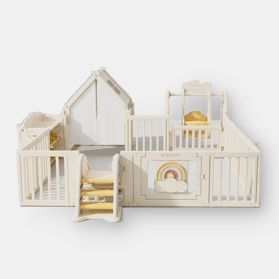 Little Rainbow Playpen 180 x 210 cm in cream, front view